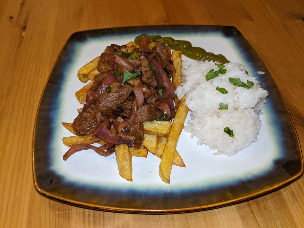 Finished lomo saltado.