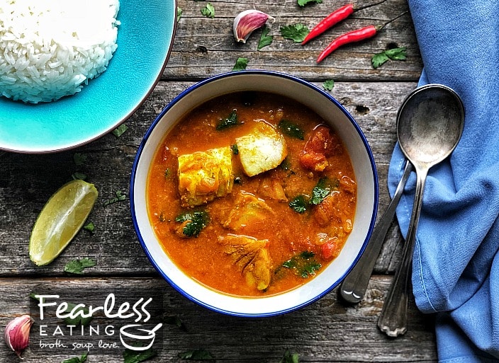 A red tomato and fish Burmese curry