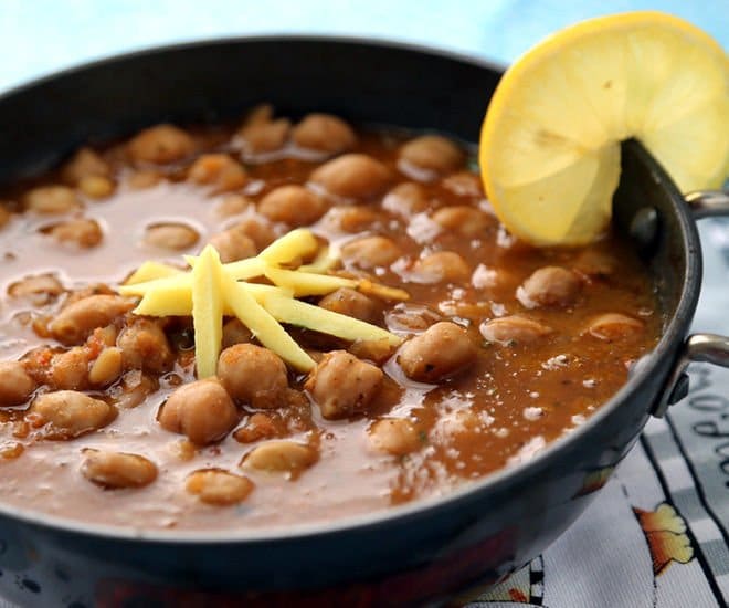 Punjabi chole masala, a brown curry with chickpeas