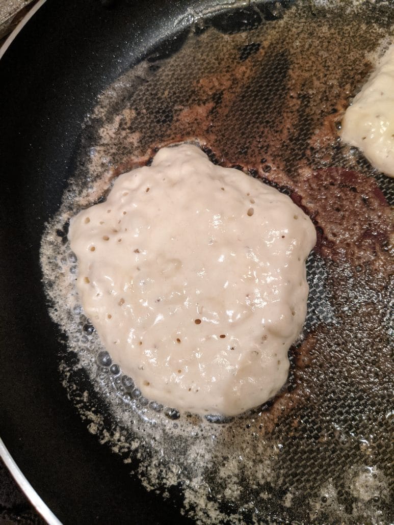 Bubbles forming on top the batter