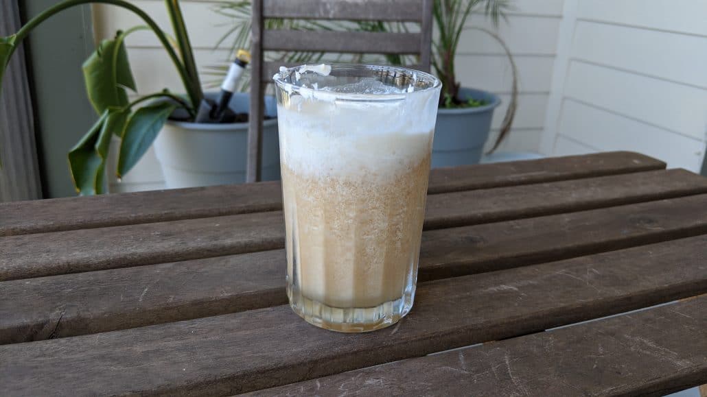 Frozen butterbeer in a glass
