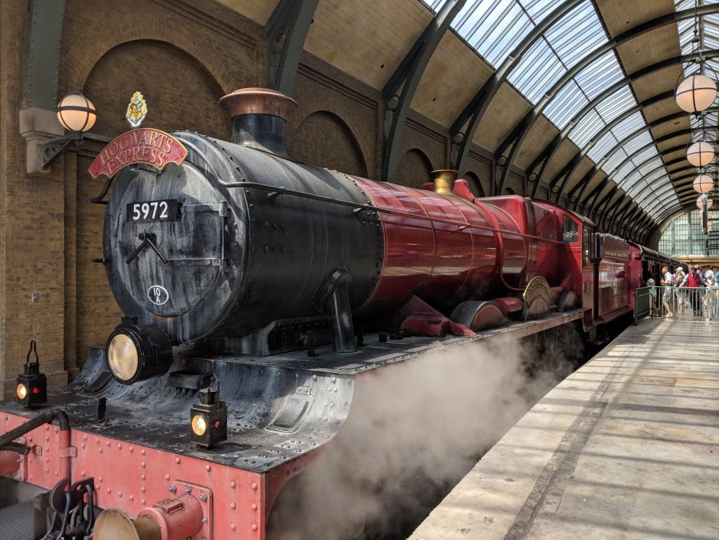 The Hogwarts Express train in King's Cross Station