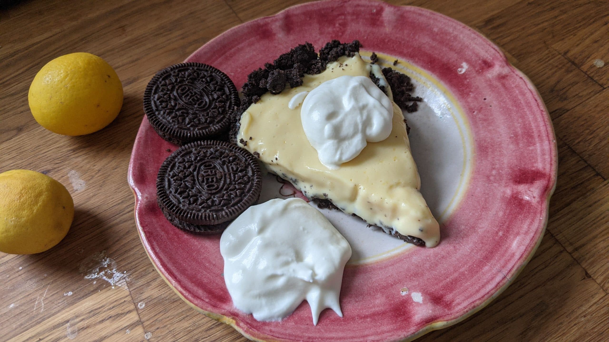 Finished no bake key lime pie on a plate